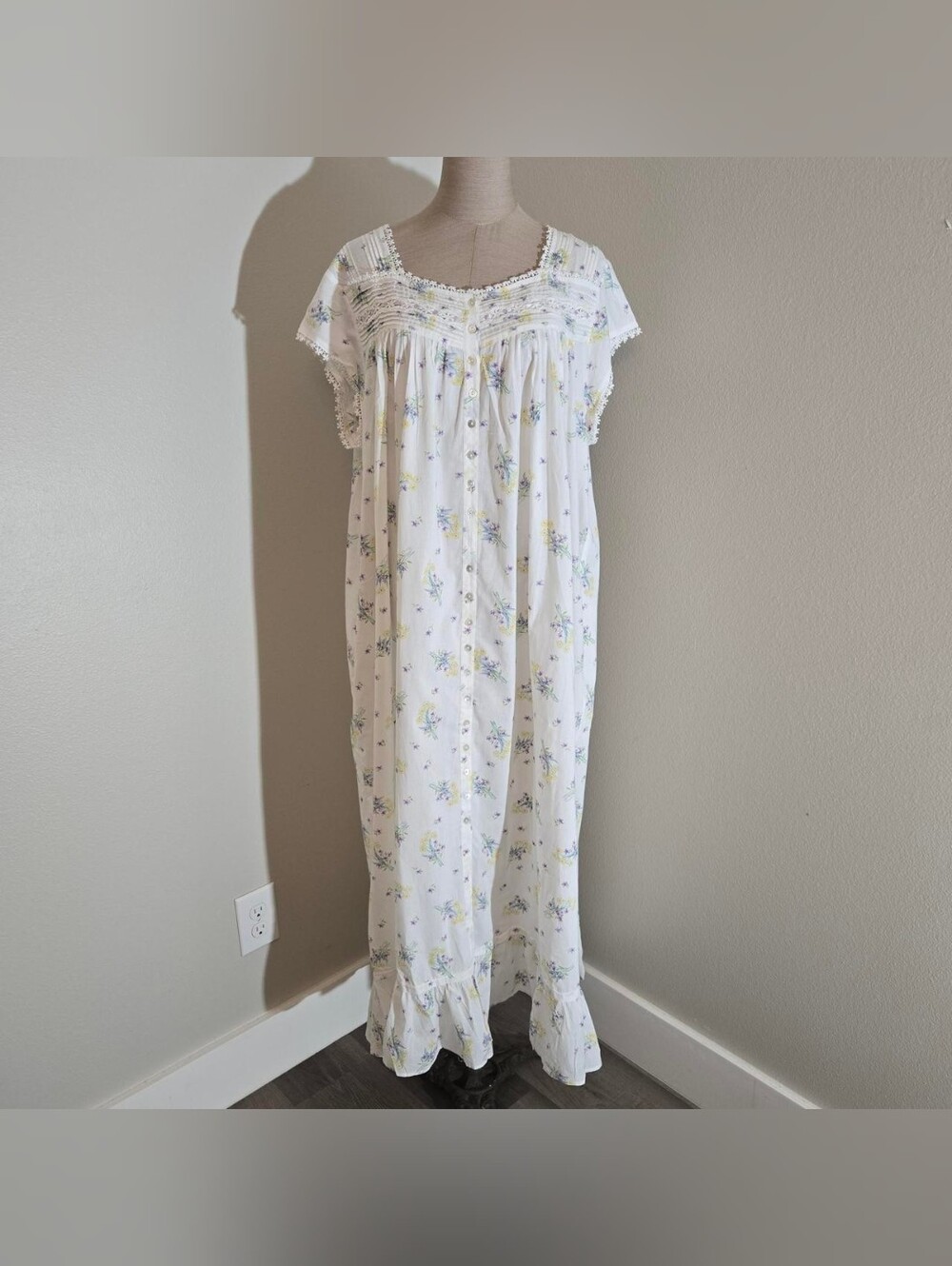 Lanz of Salzburg Floral Cotton Maxi Nightgown Plus Size 1X